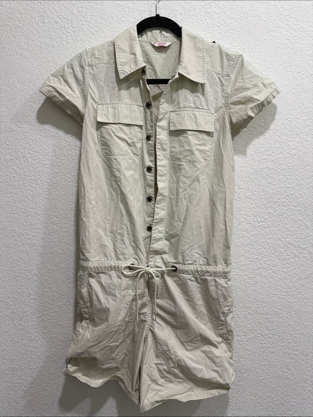Original Penguin Utility Romper Beige Khaki Short Sleeve Approx Small